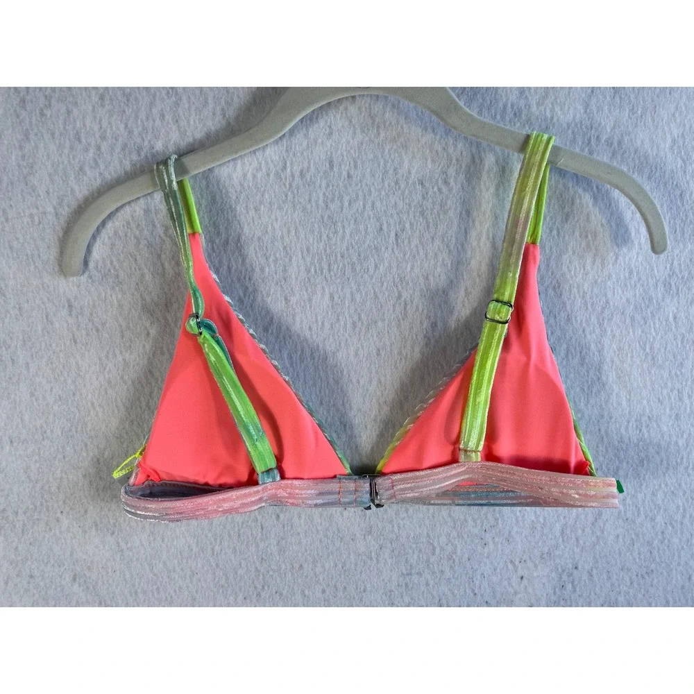 Dippin Daisy's‎ Revibe Ribbed Velvet Light Neon Tie Dye Triangle Bikini Top M